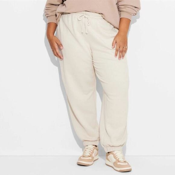 Wild Fable Women’s High Rise Baggy Joggers Cream Size XXL - Picture 1 of 5